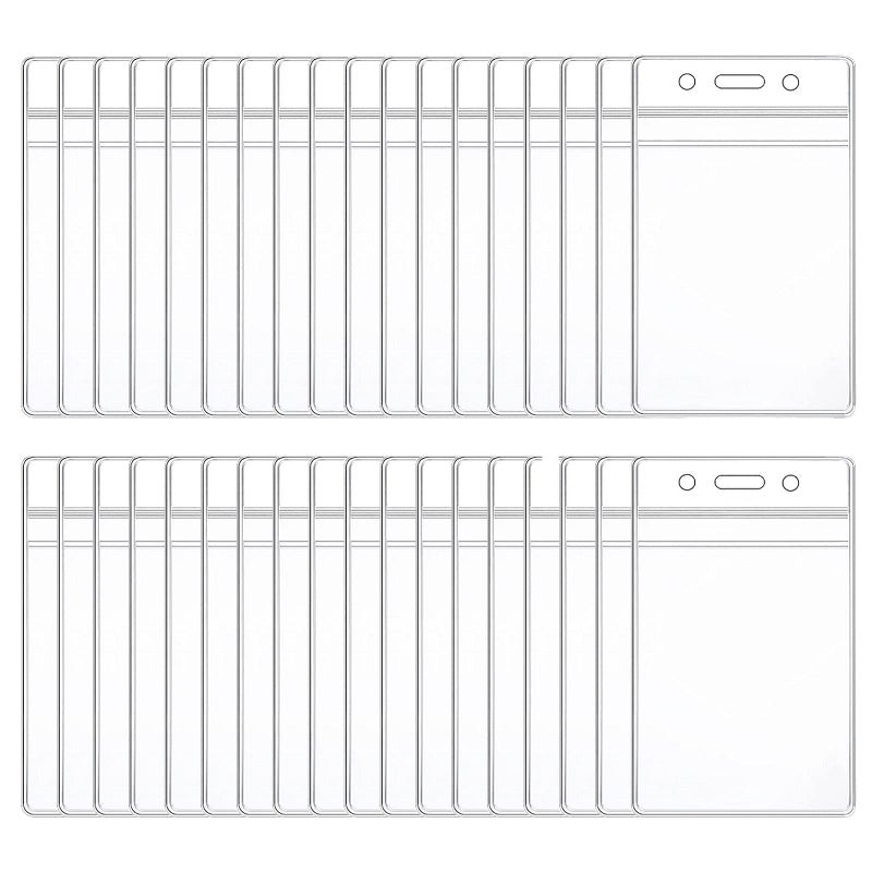 HOSL 50 Pcs Clear Plastic Vertical Name Tag Badge ID Card Holder - Image 1